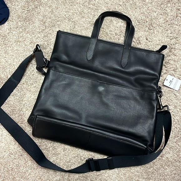 Coach Foldover Bag. New with tags. Black leather. - Picture 5 of 5